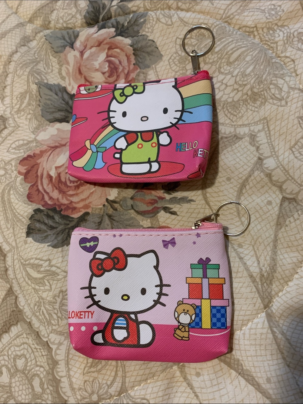 Hello Kitty Pink and Light Pink Coin Pouch Keyrings Set